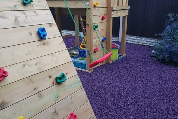 play area featuring purple rubber chippings