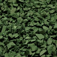 Green rubber chippings Green rubber chippings